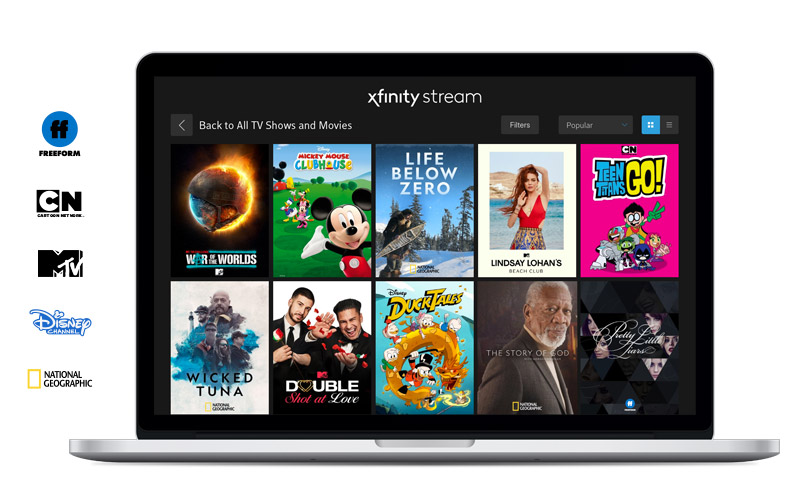Laptop with TV shows on the display